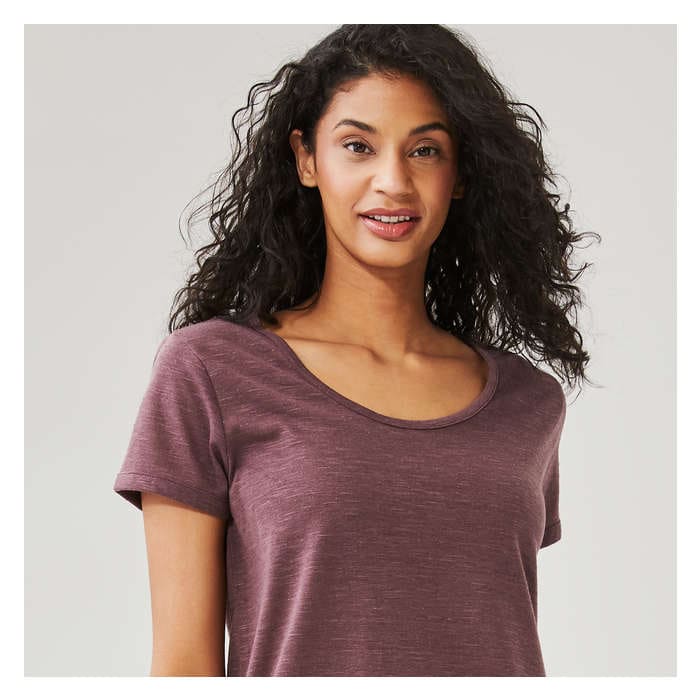 Women's Linen Blend T-Shirt - Dark Purple